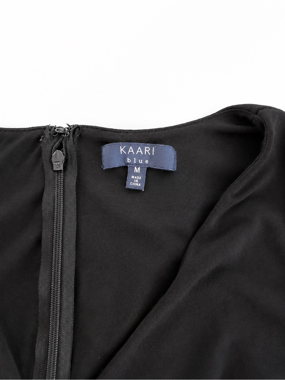 Kaari Blue Black Peplum Romper Sleeveless V-Neck Size Medium - Picture 6 of 11